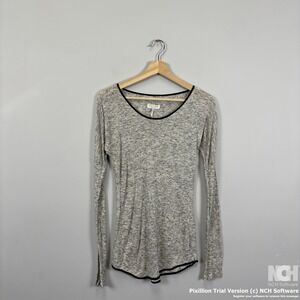 Rag & Bone Womens Grey The Knit Spine Tee Long Sleeve Crew Neck Top Size M Modal